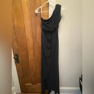 One-Shoulder Twist Draped Maxi Dress, Color: midnight navy, Size: M